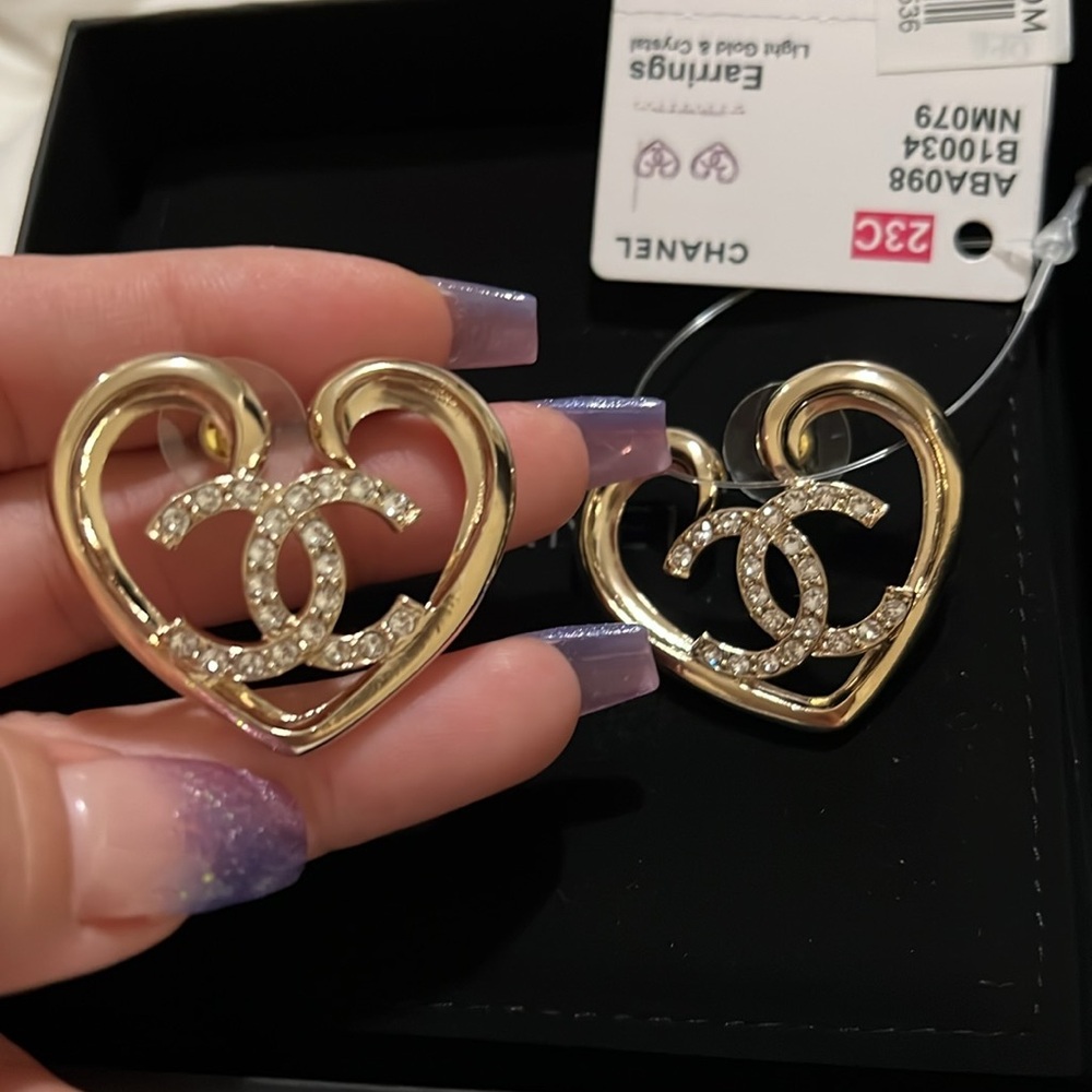 Chanel Gold Heart Earrings